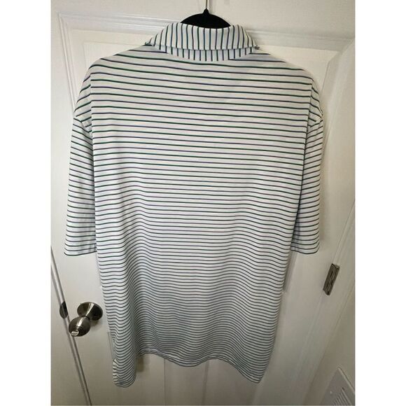 Peter Millar mens polo green blue striped size large - Picture 2 of 7